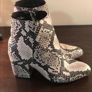 Snake skin ankle booties